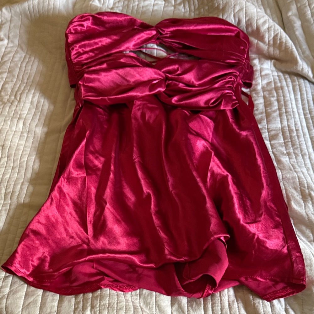 American Threads Strapless Dress in Vibrant Red